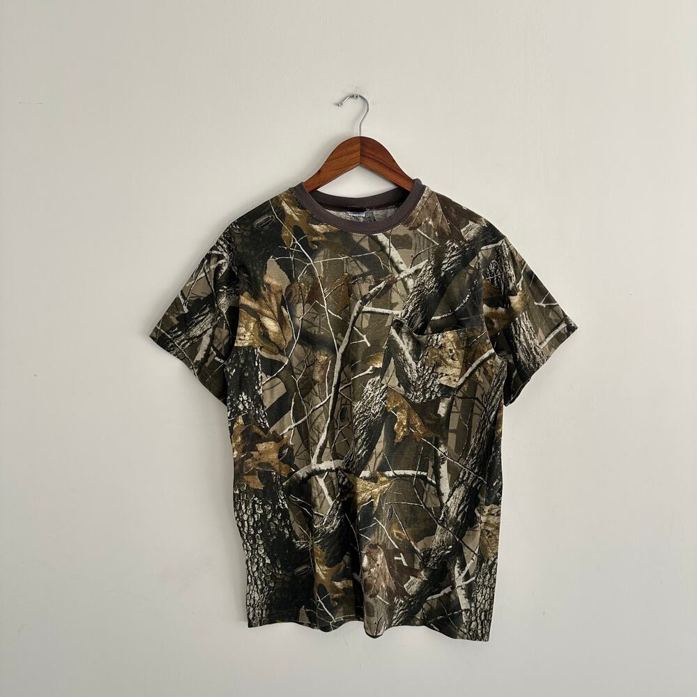 Vintage Real Tree Camo Pocket Tee Size Large